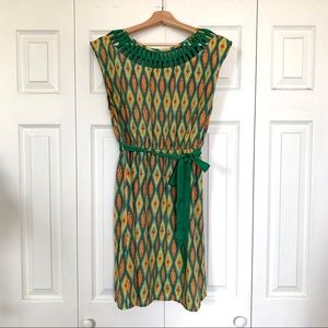 ModCloth green Ikat printed Dress